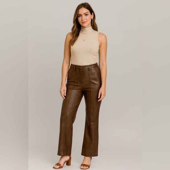 Pants - Brown Croc-Embossed Pants